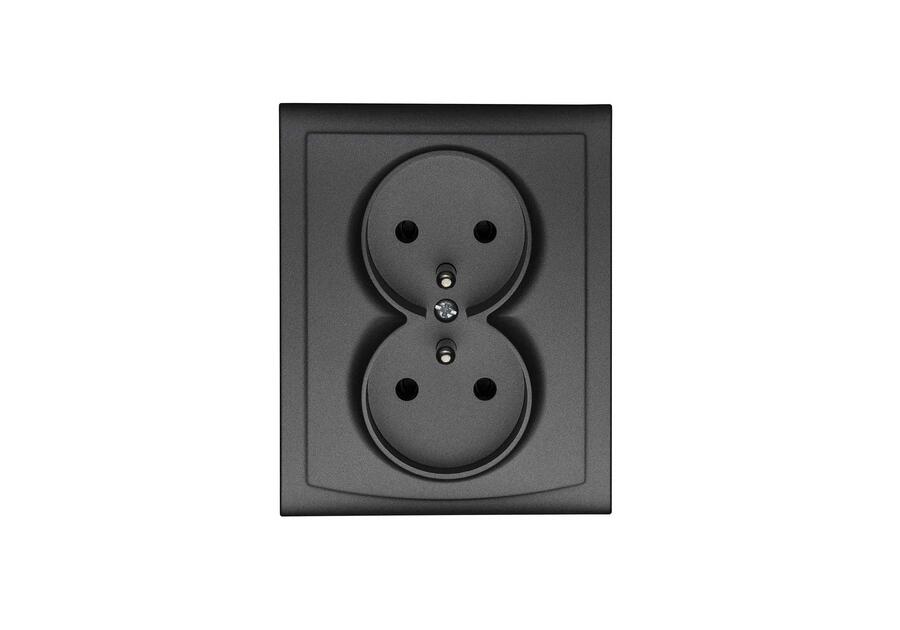 Zdjęcie: Gniazdo podwójne Vega z uziemieniem GP-2VZ grafit POLMARK