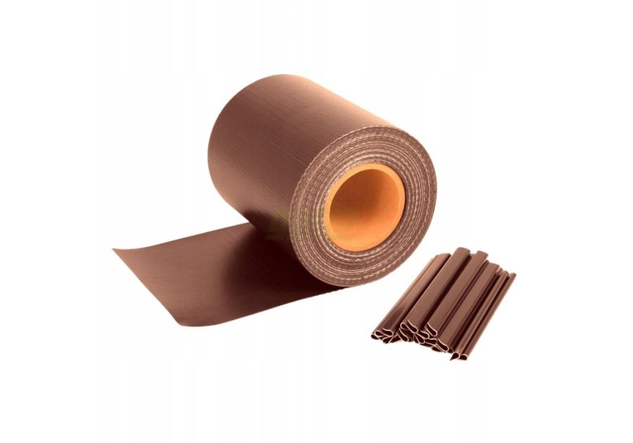 Zdjęcie: GUTTA Taśma ogrodzeniowa PVC 450g/m2 z klipsami BRĄZOWA 19 cm x 35 m