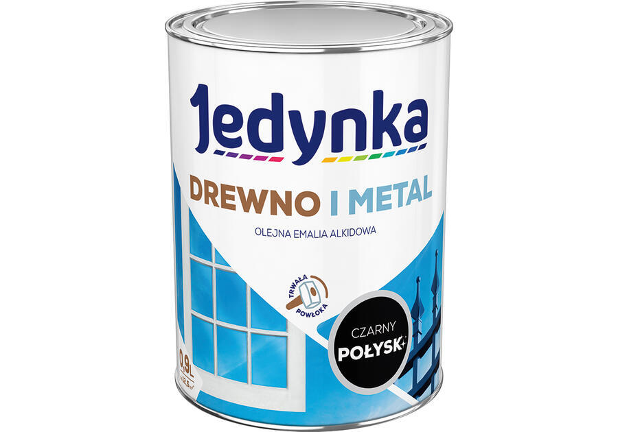 Zdjęcie: Emalia olejno-alkidowa drewno i metal czarny 0,9 L połysk JEDYNKA