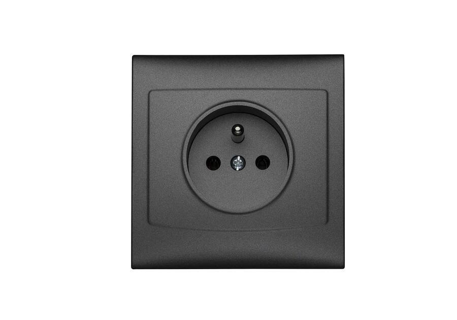 Zdjęcie: Gniazdo pojedyncze Vega z uziemieniem GP-1VZ grafit POLMARK